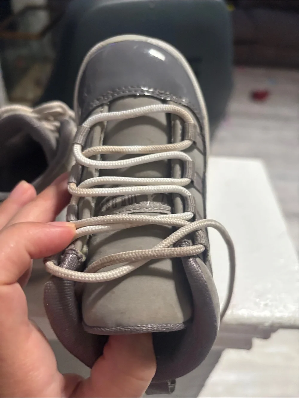 Jordan Kids Grey and White High-Top Sneakers